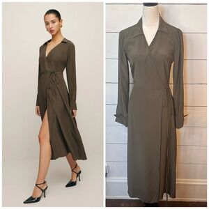 reformation halia long sleeve button front midi dress Reformation Halia Long Sleeve Button-Up Dress